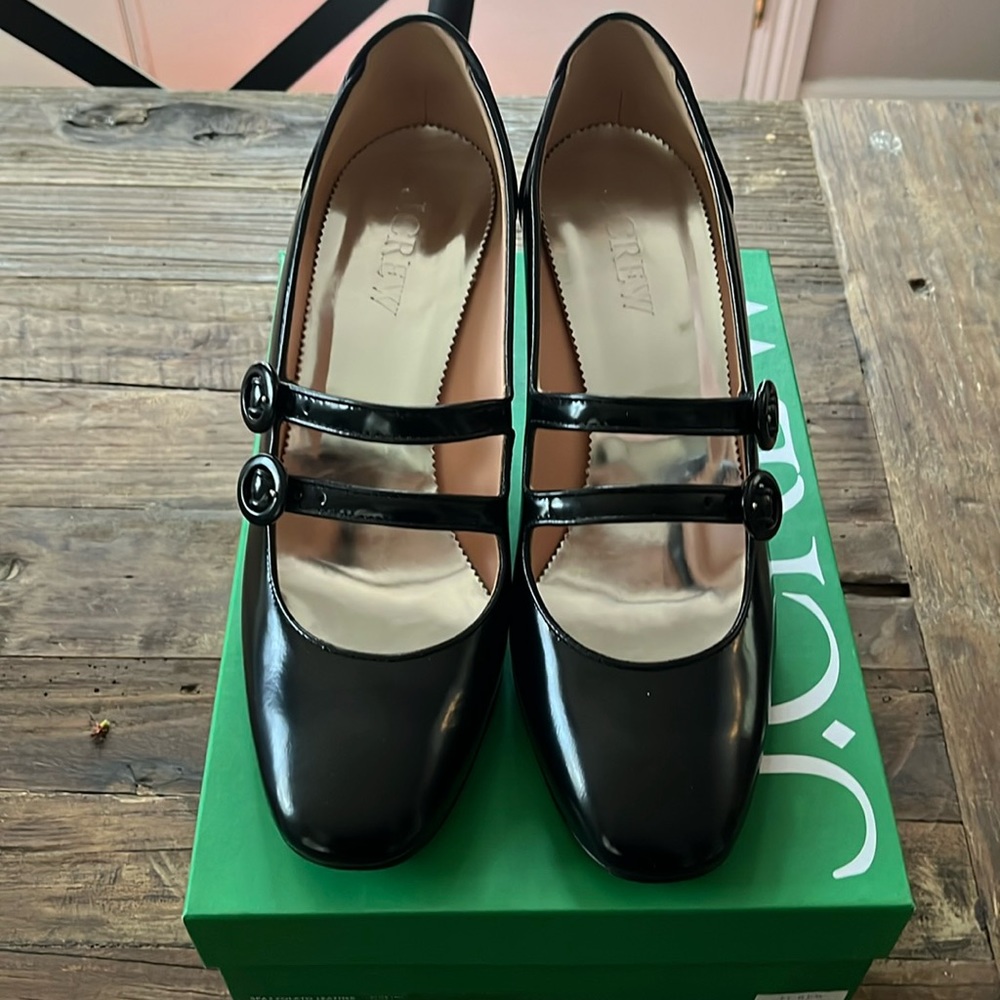 J.Crew Maisie double strap heels in Italian spazzolato leather size 9.5